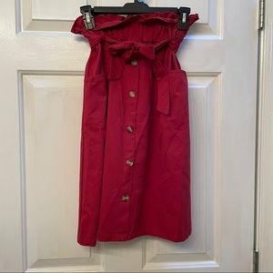 Red Paperbag Waist Skirt